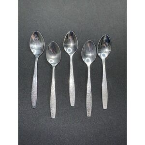 Vintage TWA THC Basket Weave Five Stainless Steel Spoons Korea